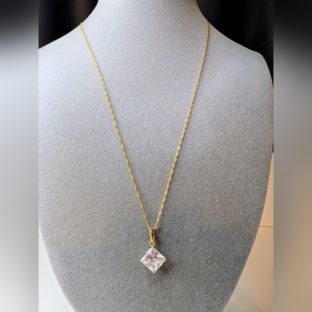 Milina Turkey 14K Gold Necklace with Princess-Cut Pendant